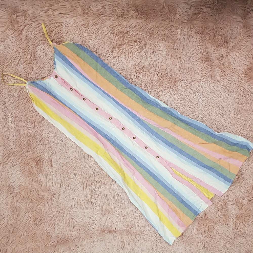 Billabong midi striped button dress w/ pockets